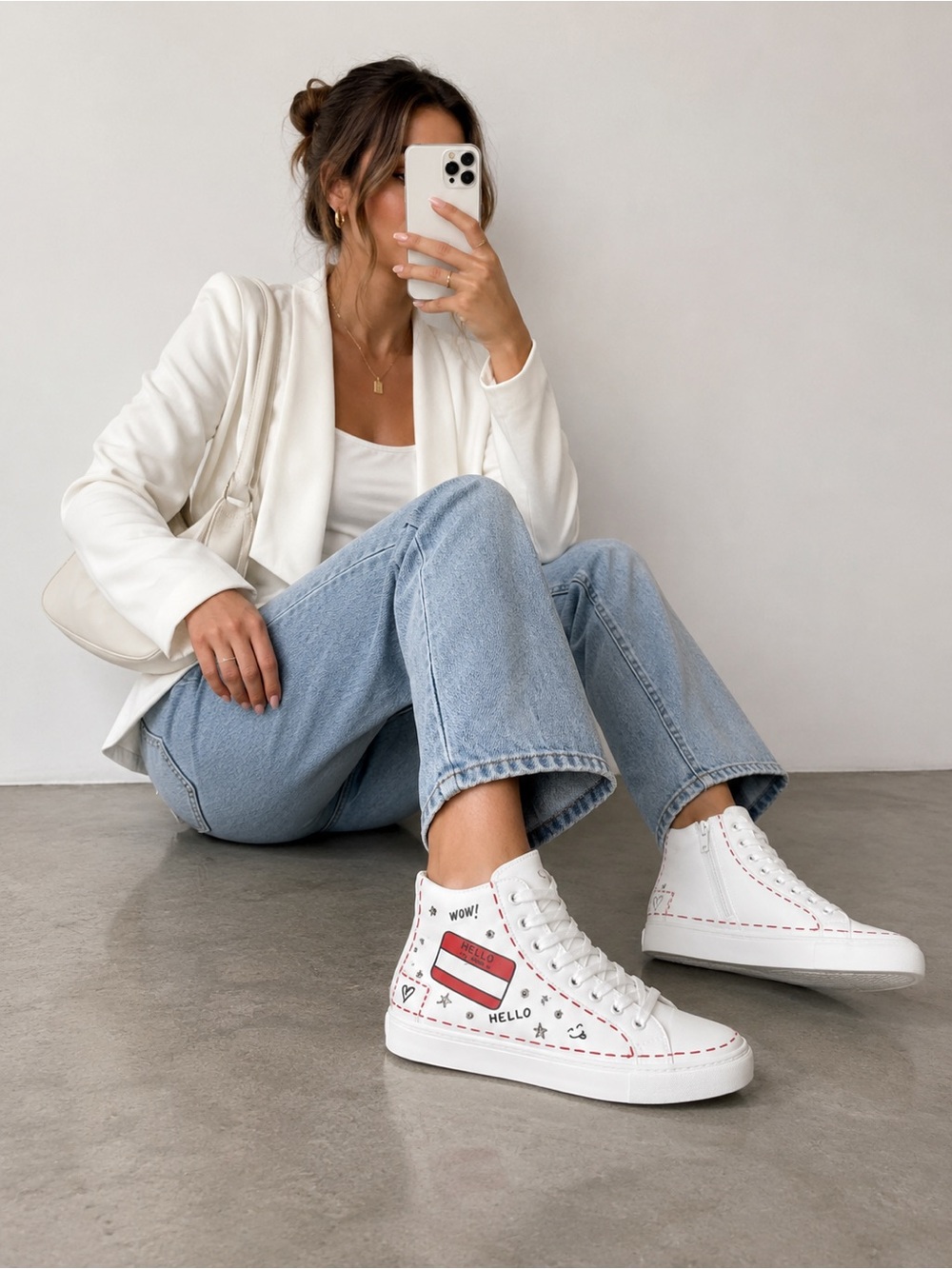 Aldo Shoes Womens  Mavrina Trainers Sneakers Lace Up Zip White High Top Size 8